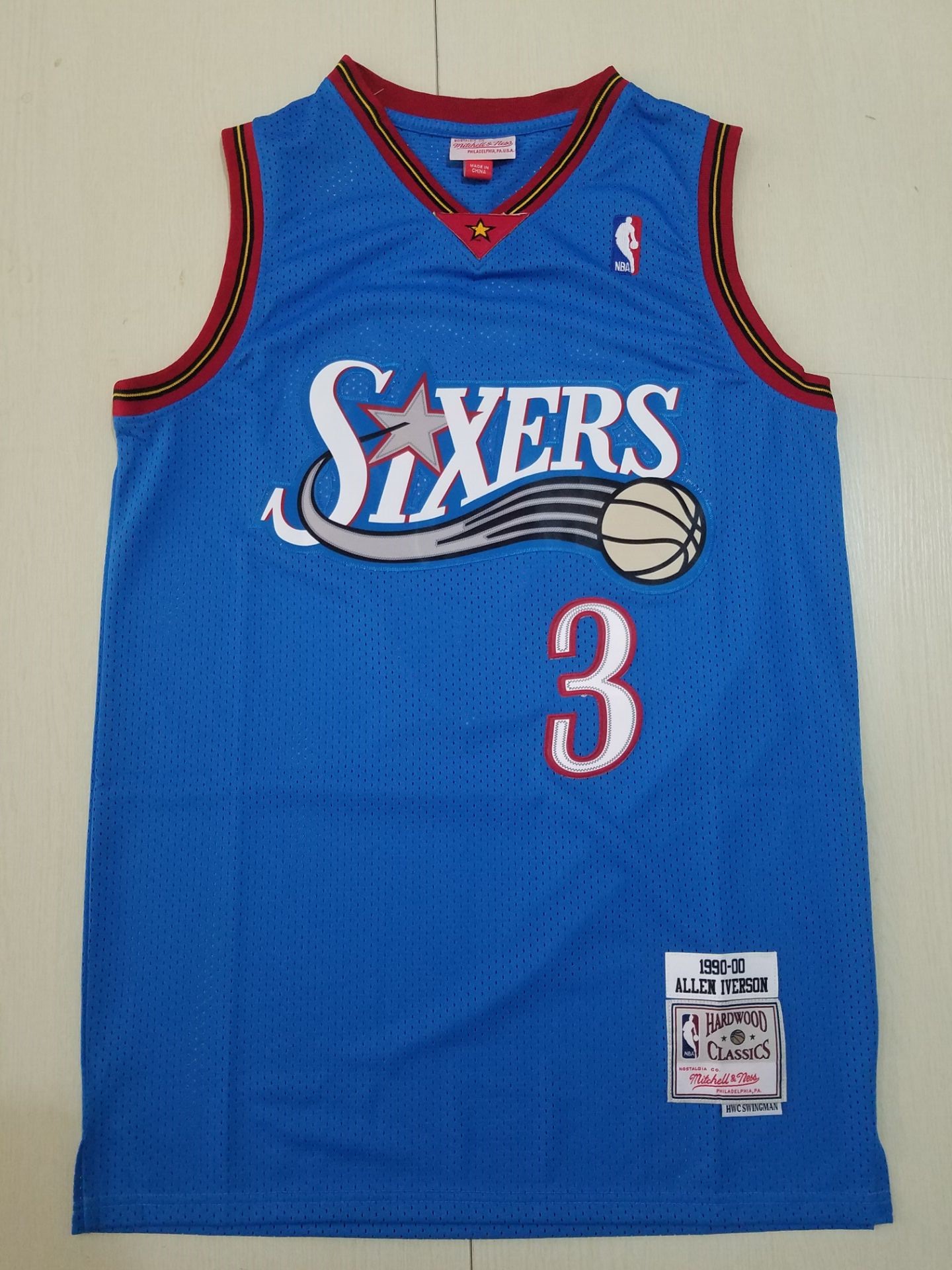 Men Philadelphia 76ers #3 Iverson blue Throwback Adidas NBA Jersey->golden state warriors->NBA Jersey